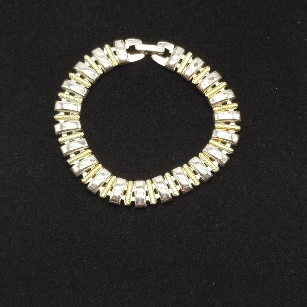 Napier Silver Tone Gold Tone Metal Bar Link Bracelet